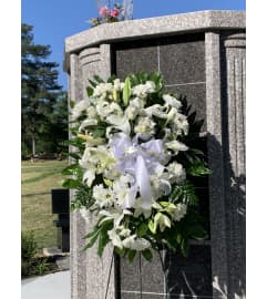 Expressions at the Mausoleum. An arrangement by Seasons Change Designs.