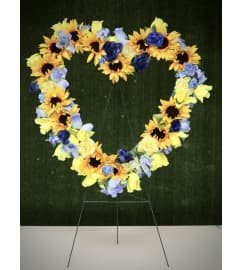 Artificial Floral Heart Wreath for Cemetery. An arrangement by Shalimar Flower Shop.