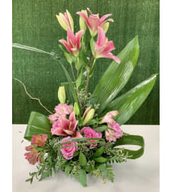 Blushing Pink Floral Elegance Arrangement. An arrangement by Shalimar Flower Shop.