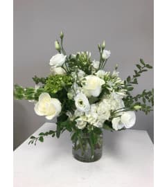 Simply White and Green. An arrangement by Very's Flowers.