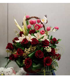 Tulips and Roses for You. An arrangement by Rosa Flowers and Gifts.