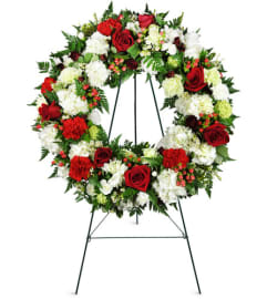 UFN Passionate Faith Sympathy Wreath. An arrangement by Blossoms On The Trail.