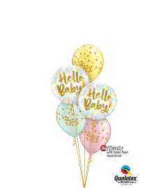 Hello, Baby! Pastel Pearl Confetti Dots Classic Confetti Balloon. An arrangement by Balloon Bouquets Plus.