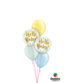 Hello, Baby! Pastel Pearl Classic Balloon Bouquet. An arrangement by Balloon Bouquets Plus.