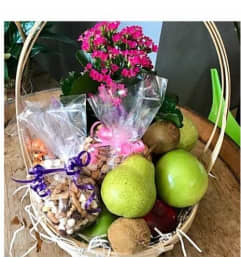 Fruit and Nut basket. An arrangement by Flowers in Bloom.