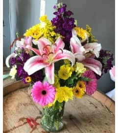 Lovely and bright bouquet. An arrangement by Flowers in Bloom.