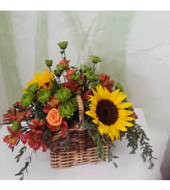 Basket of Sun Rays. An arrangement by Awe Flowers.