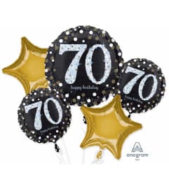 Sparkling 70 Super Fun Foil Balloon Bouquet. An arrangement by Balloon Bouquets Plus.