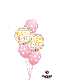 Baby Girl Dots Add On Classic Balloon Bouquet. An arrangement by Balloon Bouquets Plus.