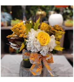 Signature Autumn Cube. An arrangement by Langdon Florist of Tribeca.