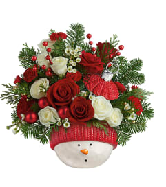TELEFLORA'S WINTER FUN ORNAMENT. An arrangement by White's Flowers.