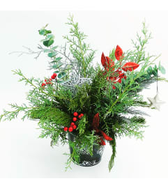 Evergreen Cheer. An arrangement by Cambridge Flowers and Co.