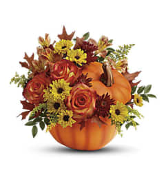 Fall Wishes Table Arrangement. An arrangement by Forked River Florist.