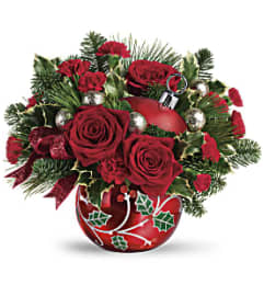 Merry Ornament Ball. An arrangement by Stettler Flowers.