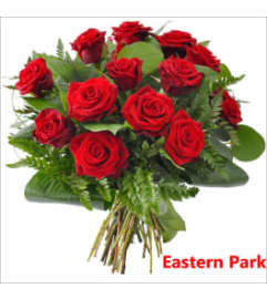 Red Sensation. An arrangement by Crown Heights Florist and Fruit Baskets.