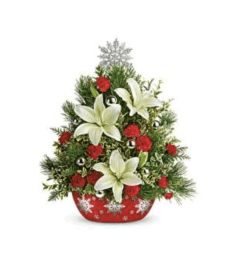 Shimmering Snowflakes Tree Flower. An arrangement by Triple A Florist.