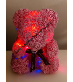 FLOWER BEAR WITH LIGHTS. An arrangement by Butterflies Flower Shop.