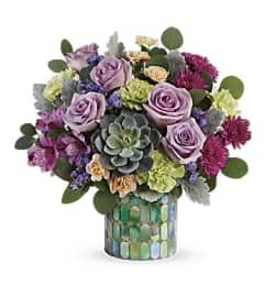 Mosaic in Blooms. An arrangement by Aventura Glamour Flowers. Mosaic in Blooms. An arrangement by Aventura Glamour Flowers.