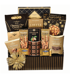 Coffee and Caramel Gourmet Basket. An arrangement by Hillcrest Florist.