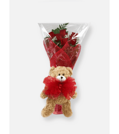 Teddy Bear Hug Bouquet. An arrangement by Hillcrest Florist.