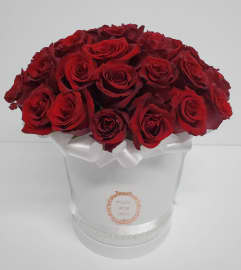Red Rose Luxe in Box. An arrangement by Anthurium Gardens Florist.