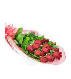 Long-Stemmed Red Roses Wrapped. An arrangement by Sueppel's Flowers.