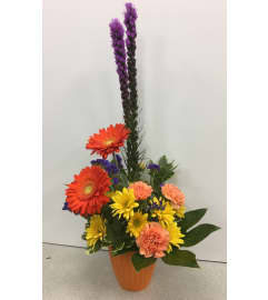 Bright and Bold Arrangment. An arrangement by Balloon Bouquets Plus.