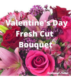 Vday Fresh Cut Flowers. An arrangement by Northwest Florist.