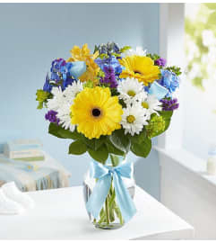Sweet Blue and White Baby Boy™ Arrangement. An arrangement by Elegant Florist.