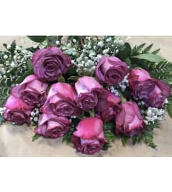 Perfect Wrapped Long-Stem Purple Roses. An arrangement by Floral Factory.