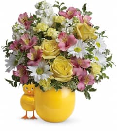Teleflora's Sweet Little Peep - Baby Girl. An arrangement by Sueppel's Flowers. Teleflora's Sweet Little Peep - Baby Girl. An arrangement by Sueppel's Flowers.