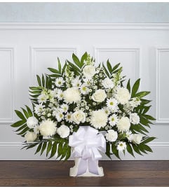 White Floor Basket Arrangement. An arrangement by Elegant Florist.