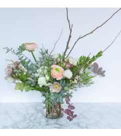 Spring Garden Vase. An arrangement by Foraged Floral of Cape Cod.