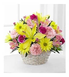The FTD Basket of Cheer. An arrangement by Balloon Bouquets Plus.