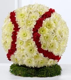 BASEBALL TRIBUTE. An arrangement by J.D. Ballantine's Flowers and Gifts.