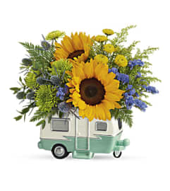 Teleflora's Retro Road Tripper. An arrangement by Love Story Florist.