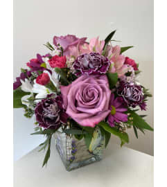 Lavender Love Cube Arrangement *cube may vary. An arrangement by Flower Trends Florists.