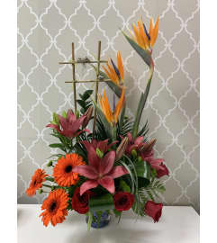 Ravishing Exotic Arrangement. An arrangement by Shalimar Flower Shop. Ravishing Exotic Arrangement. An arrangement by Shalimar Flower Shop.