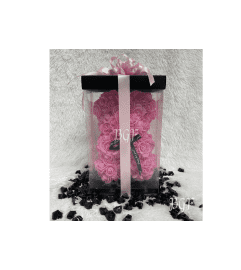 Small Pink Rose Bear Glamour (Artificial Rose Petals). An arrangement by Brickell Exclusive Blooms.