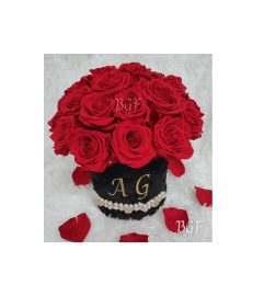 Custom Preserved Rose Box ( Imprinted). An arrangement by Brickell Exclusive Blooms.
