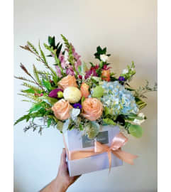 Lush and Lively Lux Box. An arrangement by Owen Sound Flowers.