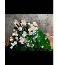 Cat Tail Casket Spray. An arrangement by Silver Rose Emotions.