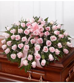Casket Spray Pink Roses. An arrangement by Elegant Florist.