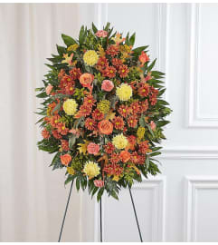 Sympathy Standing Spray - Fall. An arrangement by Elegant Florist.