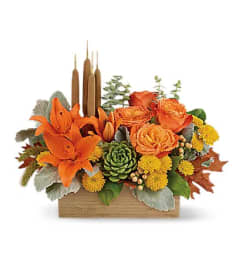 Teleflora Fall Bamboo Garden Flower Arrangment. An arrangement by Jimmy's Flower Shop.