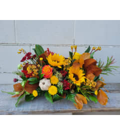 Designer's Choice Thanksgiving Table Centrepiece. An arrangement by The Garden Gate Gifts and Florals. Designer's Choice Thanksgiving Table Centrepiece. An arrangement by The Garden Gate Gifts and Florals.