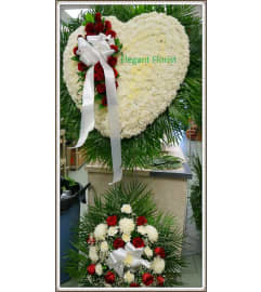 Heart White and Red Top and Bottom. An arrangement by Elegant Florist.