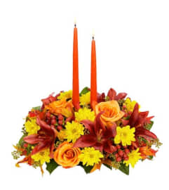 Happy Thanksgiving Centerpiece. An arrangement by Blue Ridge Flowers. Happy Thanksgiving Centerpiece. An arrangement by Blue Ridge Flowers.