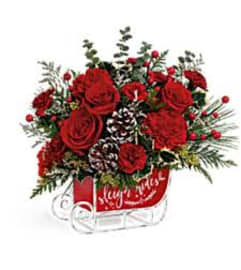 christmas slide. An arrangement by Spring Branch Florist.