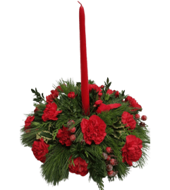 Christmas Celebration -Red. An arrangement by Harriet's Flower and Gift Shop.